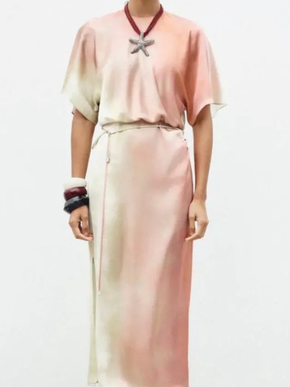 Zara Satin Slip Dress in Rust-Coral
